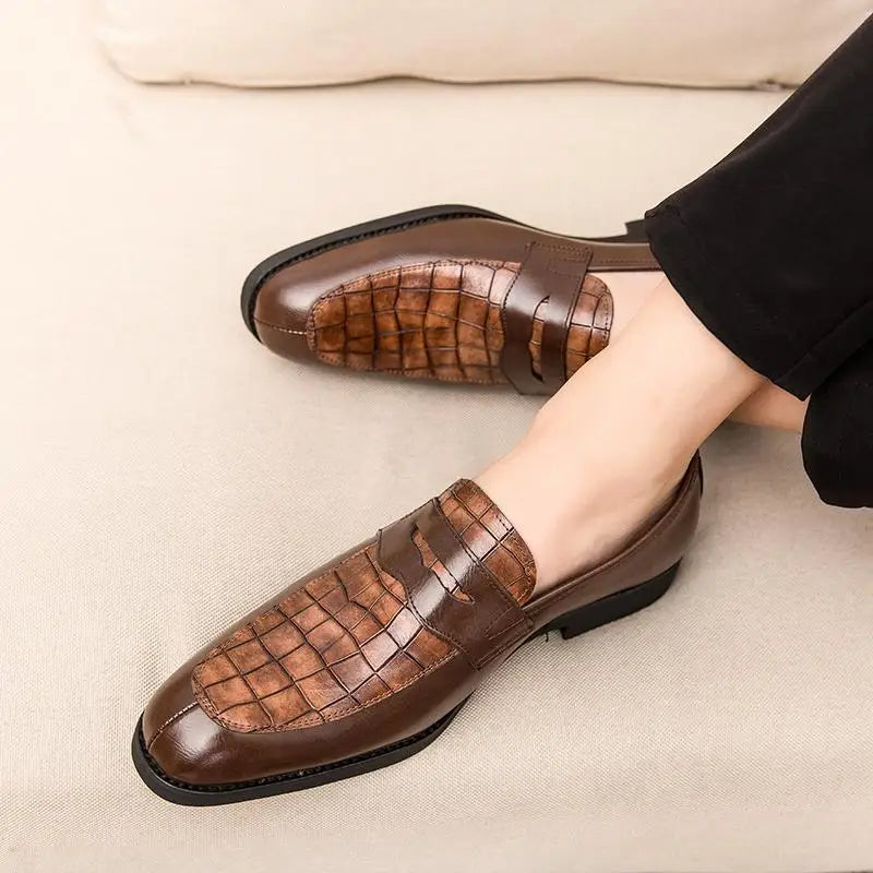 Men's New Styles Casual Fancy Leather Shoes Italy Occasion Hot Selling Products Slip-On Closure Flat Design for Autumn Season