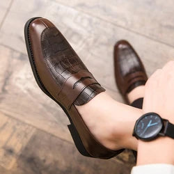 Men's New Styles Casual Fancy Leather Shoes Italy Occasion Hot Selling Products Slip-On Closure Flat Design for Autumn Season