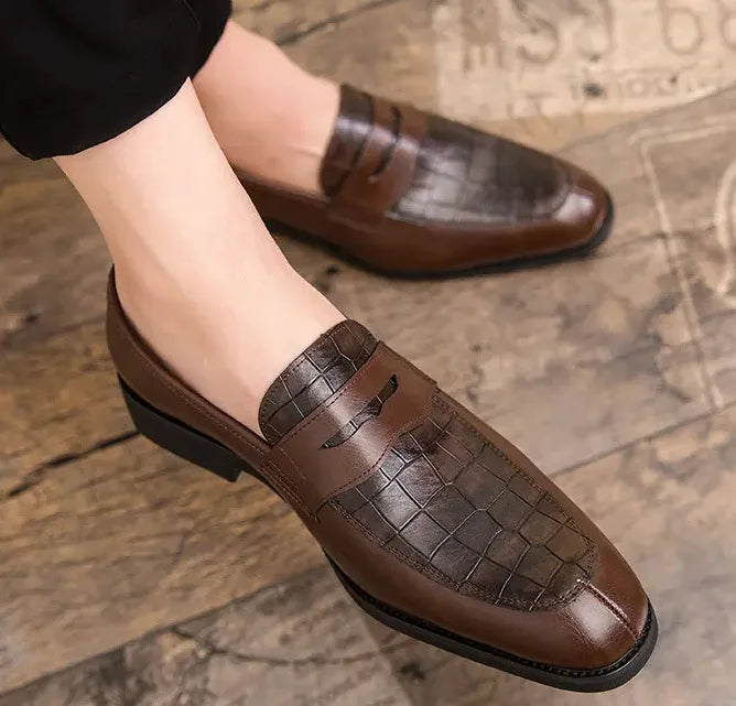 Men's New Styles Casual Fancy Leather Shoes Italy Occasion Hot Selling Products Slip-On Closure Flat Design for Autumn Season