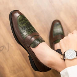 Men's New Styles Casual Fancy Leather Shoes Italy Occasion Hot Selling Products Slip-On Closure Flat Design for Autumn Season