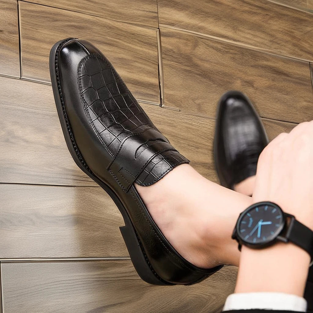 Men's New Styles Casual Fancy Leather Shoes Italy Occasion Hot Selling Products Slip-On Closure Flat Design for Autumn Season