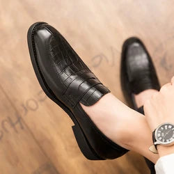 Men's New Styles Casual Fancy Leather Shoes Italy Occasion Hot Selling Products Slip-On Closure Flat Design for Autumn Season