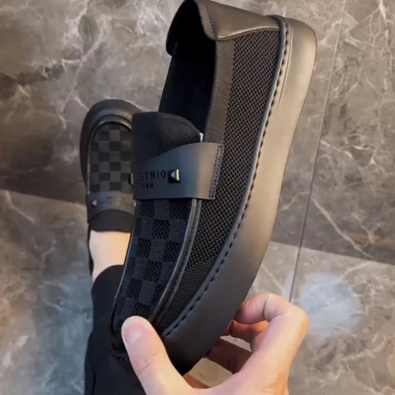 British Men Casual Lazy Shoes Business Slip On Bean Shoes Male Flat Shoes Platform Dress Man Leather Shoe Summer Autumn Loafers