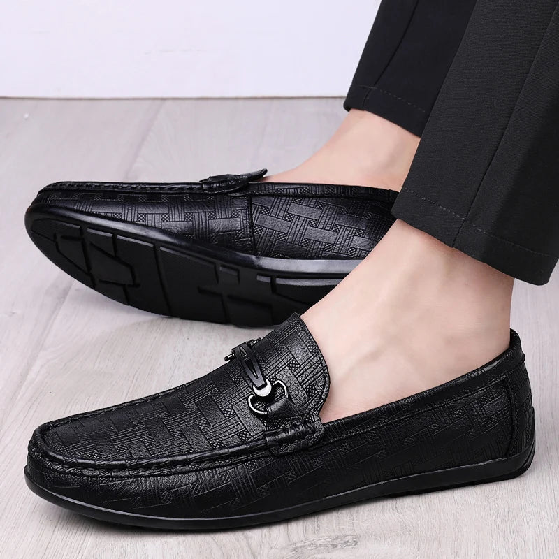 2022 New Black Loafers Men's Leather High Quality Designer Men's Shoes Leather Shoes Soft Sole Comfortable Casual Shoes Moccasin