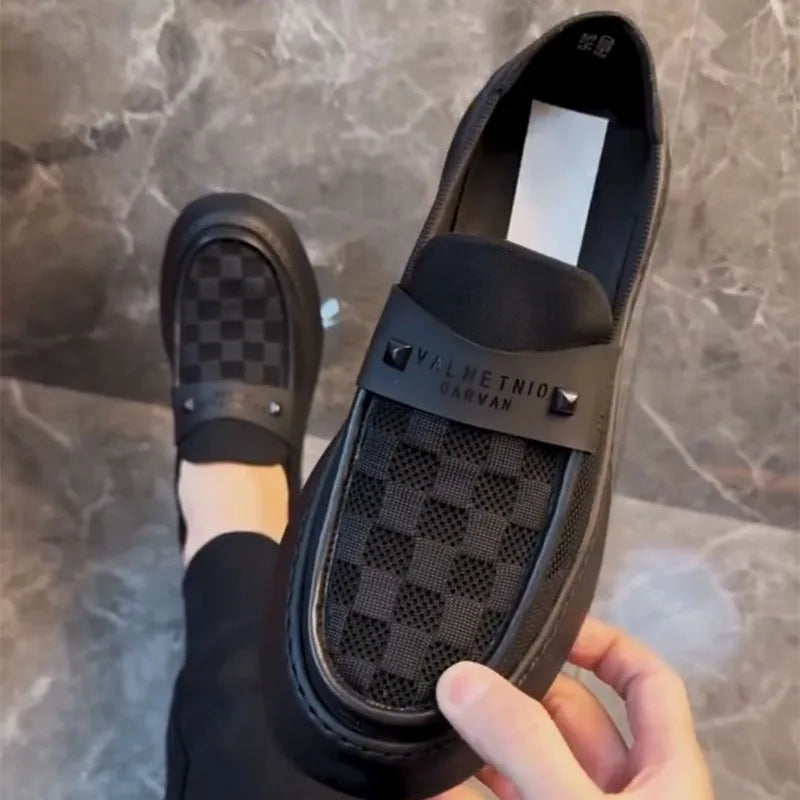 British Men Casual Lazy Shoes Business Slip On Bean Shoes Male Flat Shoes Platform Dress Man Leather Shoe Summer Autumn Loafers