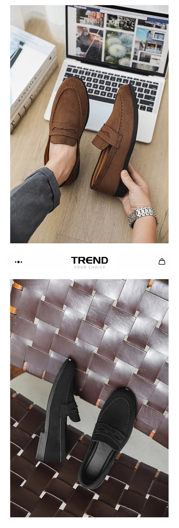 New Fashion Blue Men's Loafers Shoes Big Size 46 Suede Leather Shoes Men Slp-on Casual Shoes for Men Footwear mocassins hommes