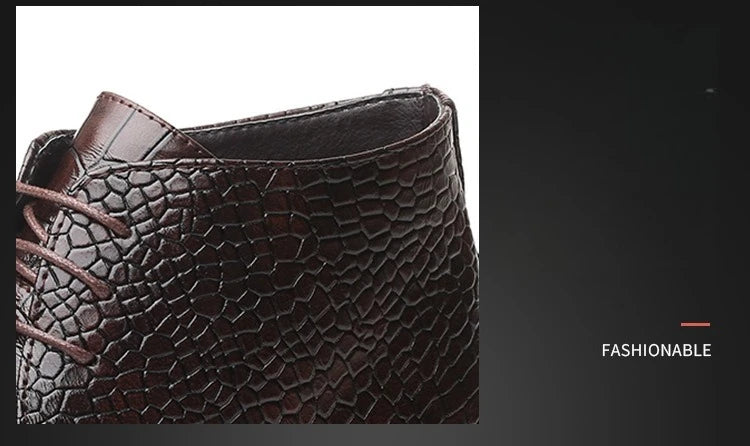 Fashion Men Boots Luxury Crocodile Pattern Men Ankle Boots Brand Designer Chelsea Boots High Quality Leather Men Motorcycle Boot