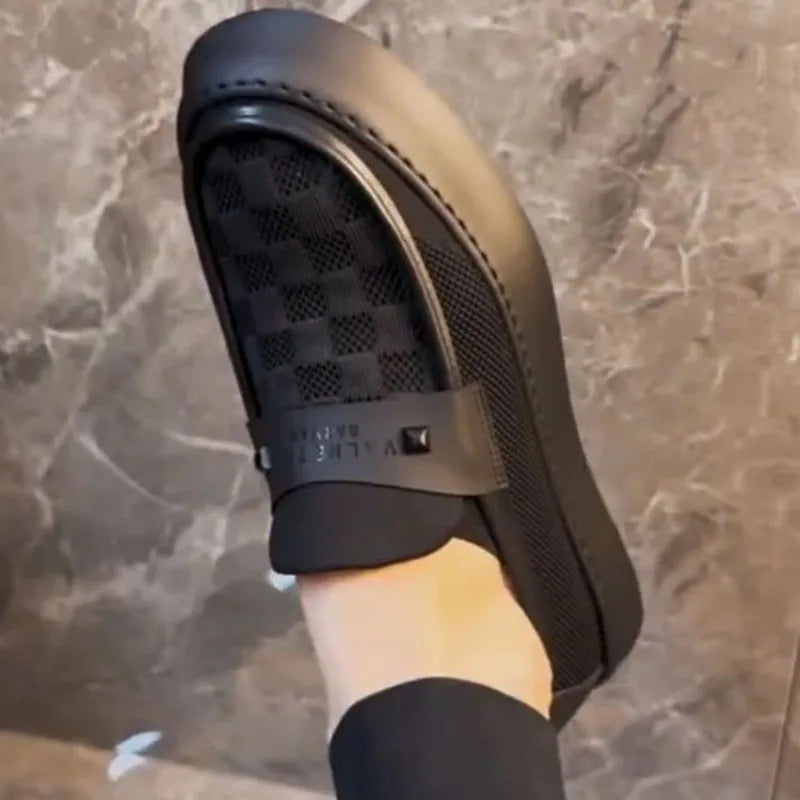 British Men Casual Lazy Shoes Business Slip On Bean Shoes Male Flat Shoes Platform Dress Man Leather Shoe Summer Autumn Loafers