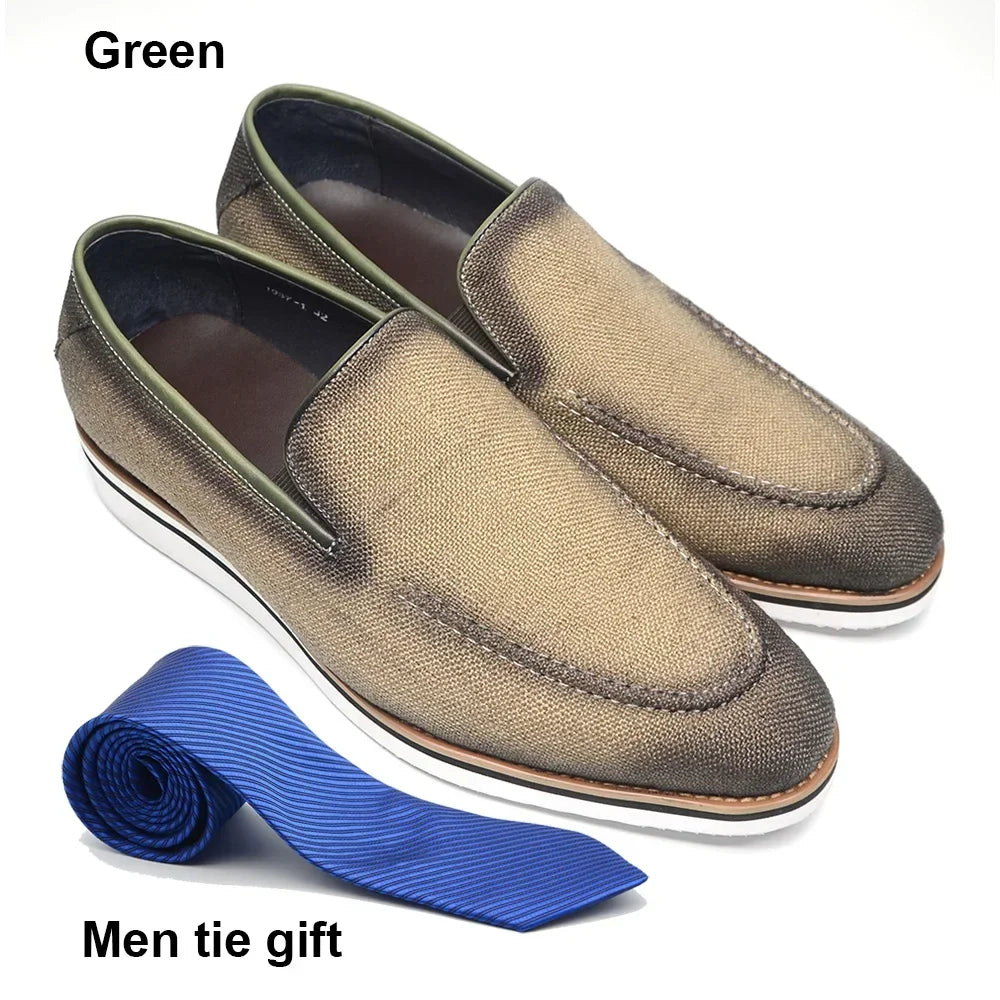 Designer Original Luxury Casual Slip-on Sneakers Daily Driving Loafers Shoes 4 Colors Leather Lined Denim Cloth Shoes  Men 2024