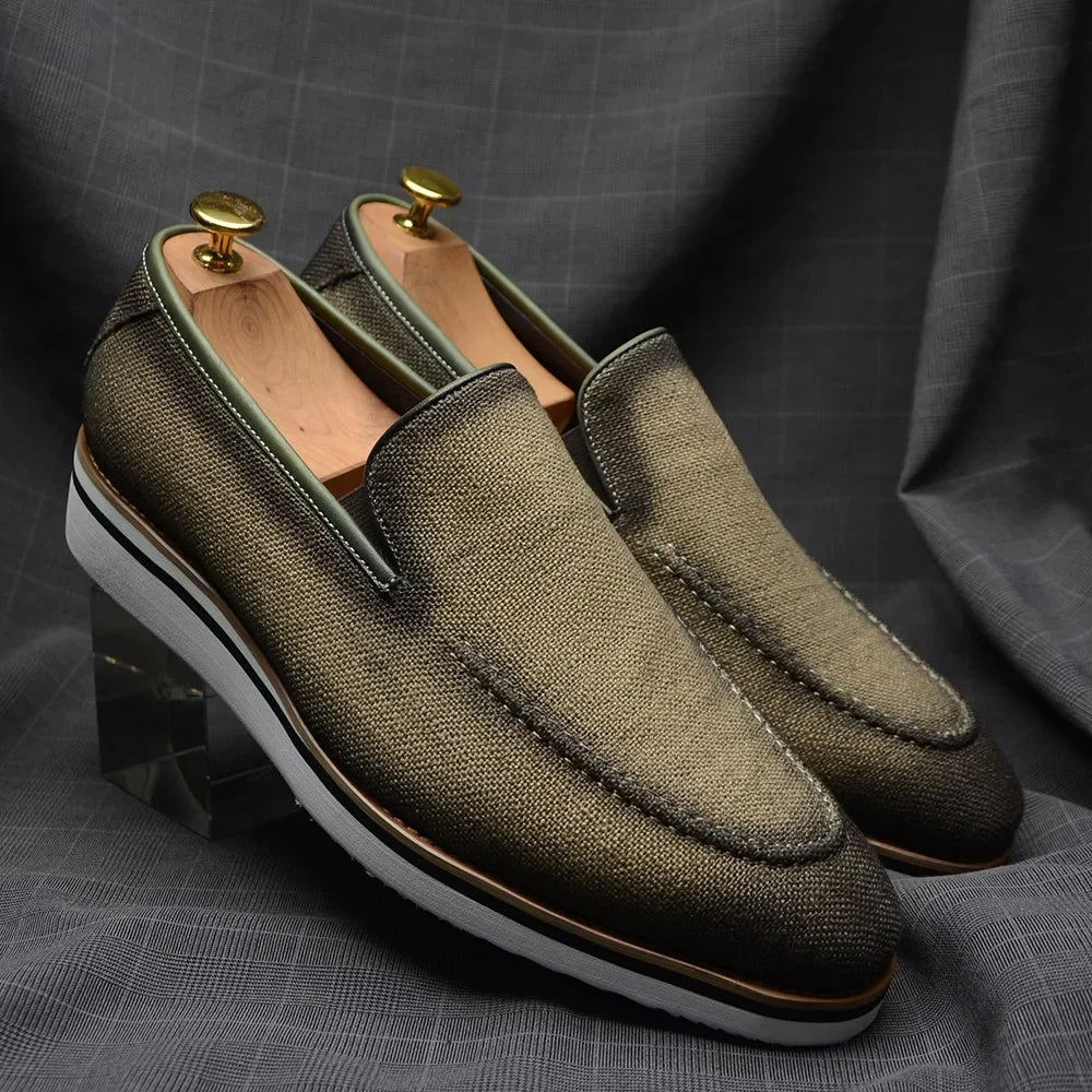 Designer Original Luxury Casual Slip-on Sneakers Daily Driving Loafers Shoes 4 Colors Leather Lined Denim Cloth Shoes  Men 2024