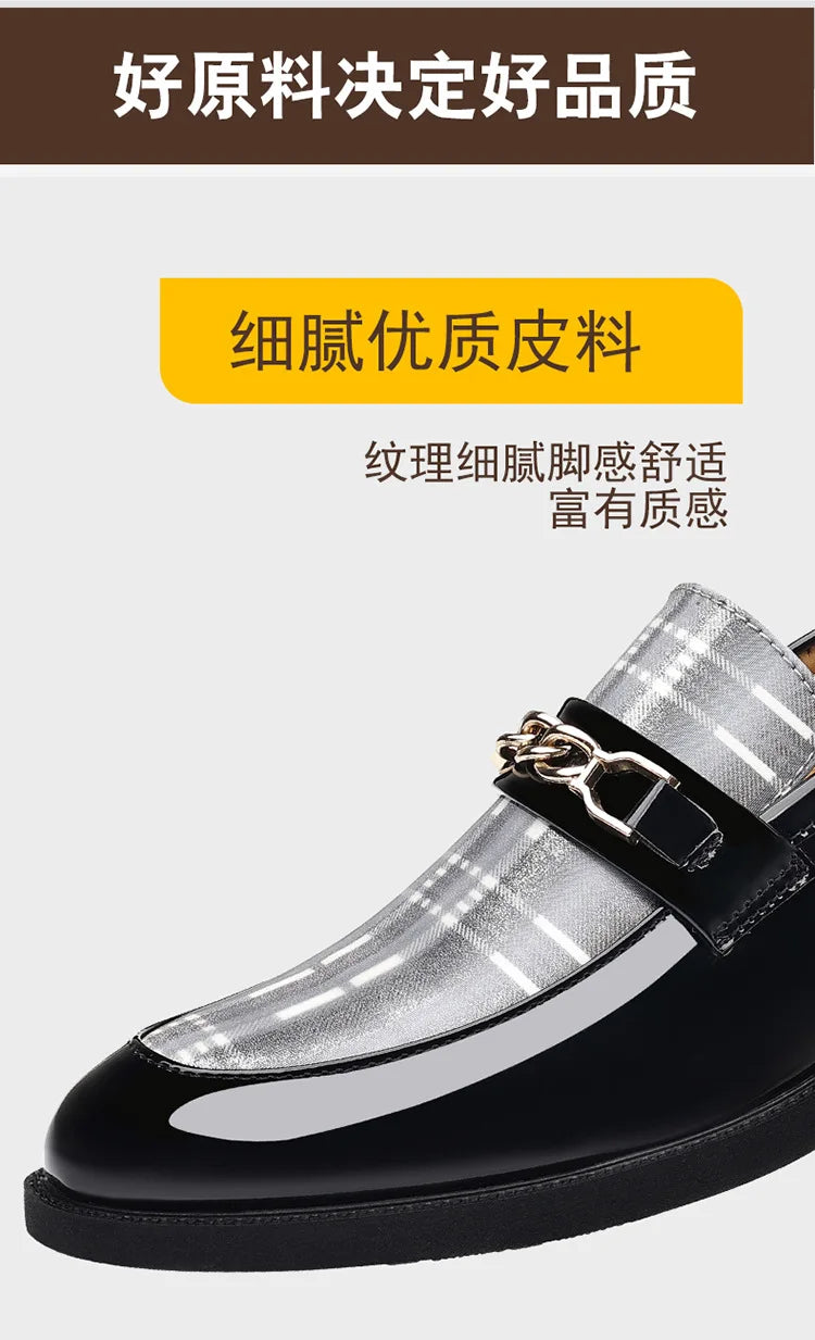 White Men's Dress Shoes Pointed Toe Oxfords Classic Business Men Leather Shoes Slip on Wedding Casual Shoes  Comfortable Loafers