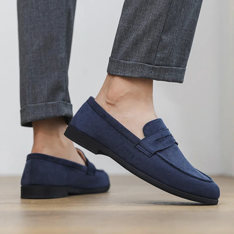 New Fashion Blue Men's Loafers Shoes Big Size 46 Suede Leather Shoes Men Slp-on Casual Shoes for Men Footwear mocassins hommes