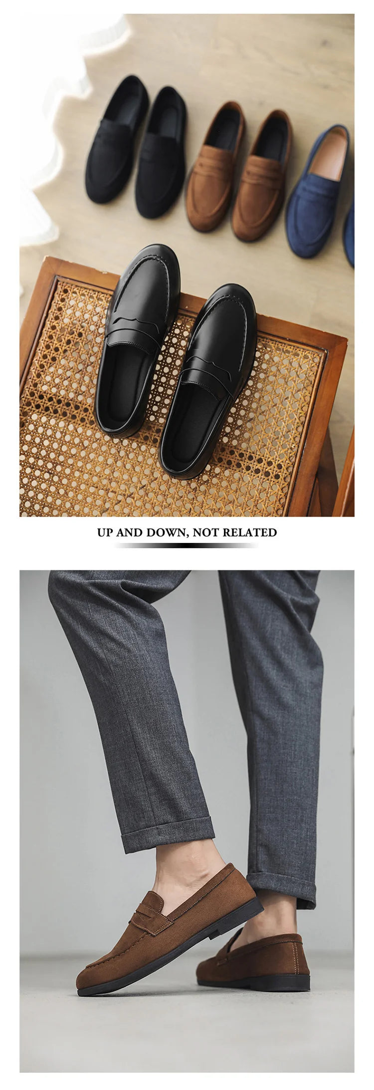 New Fashion Blue Men's Loafers Shoes Big Size 46 Suede Leather Shoes Men Slp-on Casual Shoes for Men Footwear mocassins hommes