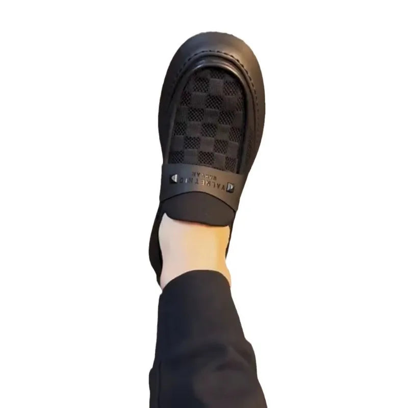 British Men Casual Lazy Shoes Business Slip On Bean Shoes Male Flat Shoes Platform Dress Man Leather Shoe Summer Autumn Loafers