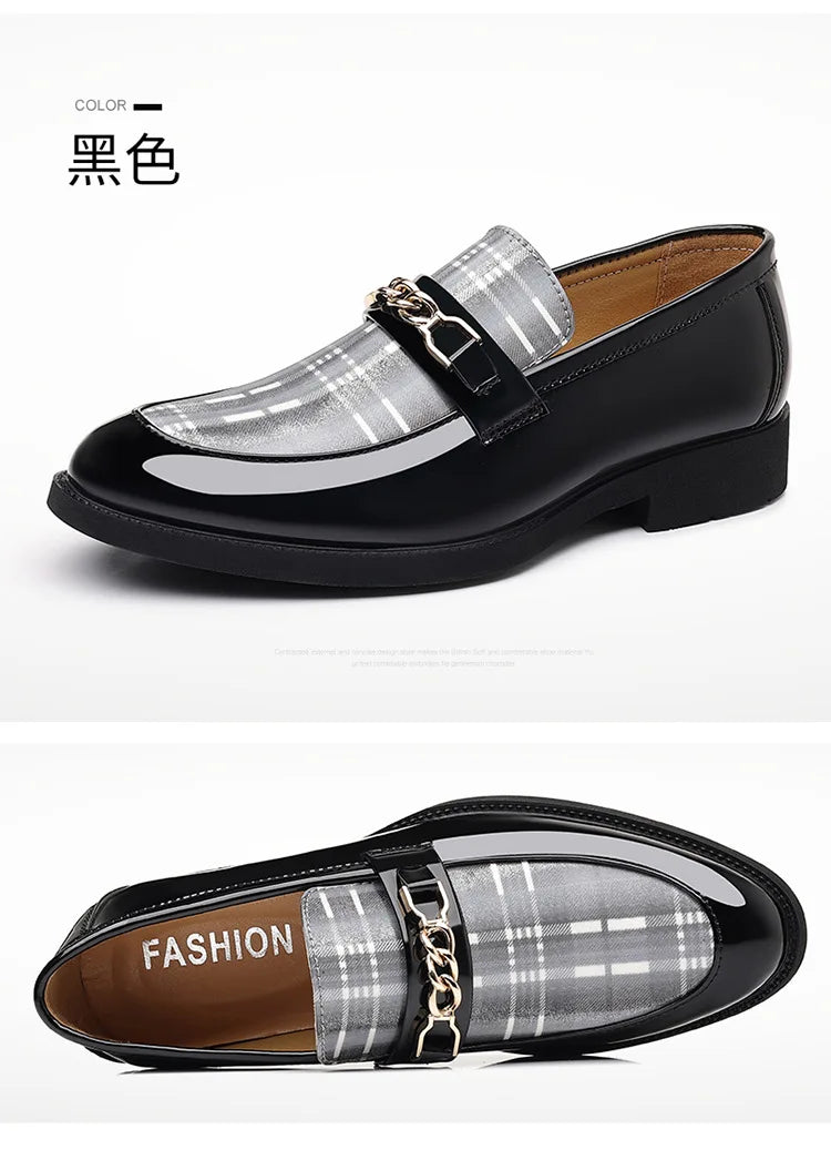 White Men's Dress Shoes Pointed Toe Oxfords Classic Business Men Leather Shoes Slip on Wedding Casual Shoes  Comfortable Loafers