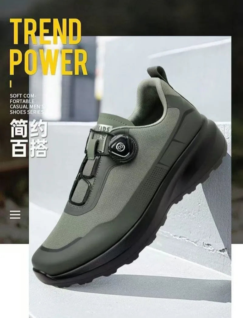 Original New Men Rotating-button Driving Sneakers Platform Casual Walking Shoes Outdoor Wear-resistant Running Sports Shoes Plus