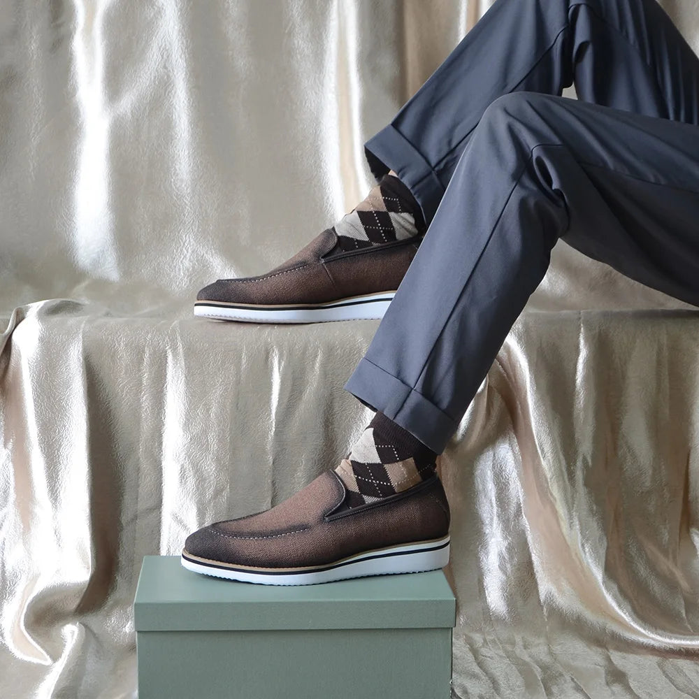 Designer Original Luxury Casual Slip-on Sneakers Daily Driving Loafers Shoes 4 Colors Leather Lined Denim Cloth Shoes  Men 2024