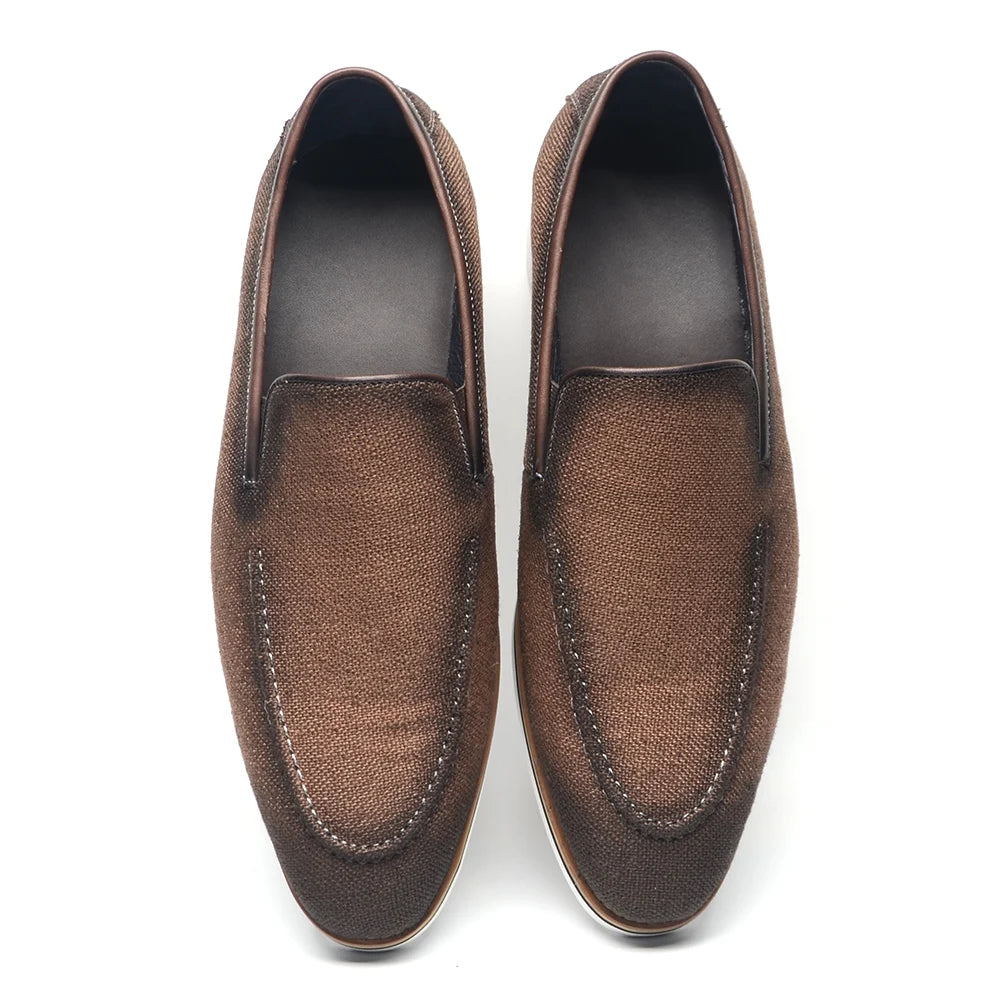 Designer Original Luxury Casual Slip-on Sneakers Daily Driving Loafers Shoes 4 Colors Leather Lined Denim Cloth Shoes  Men 2024