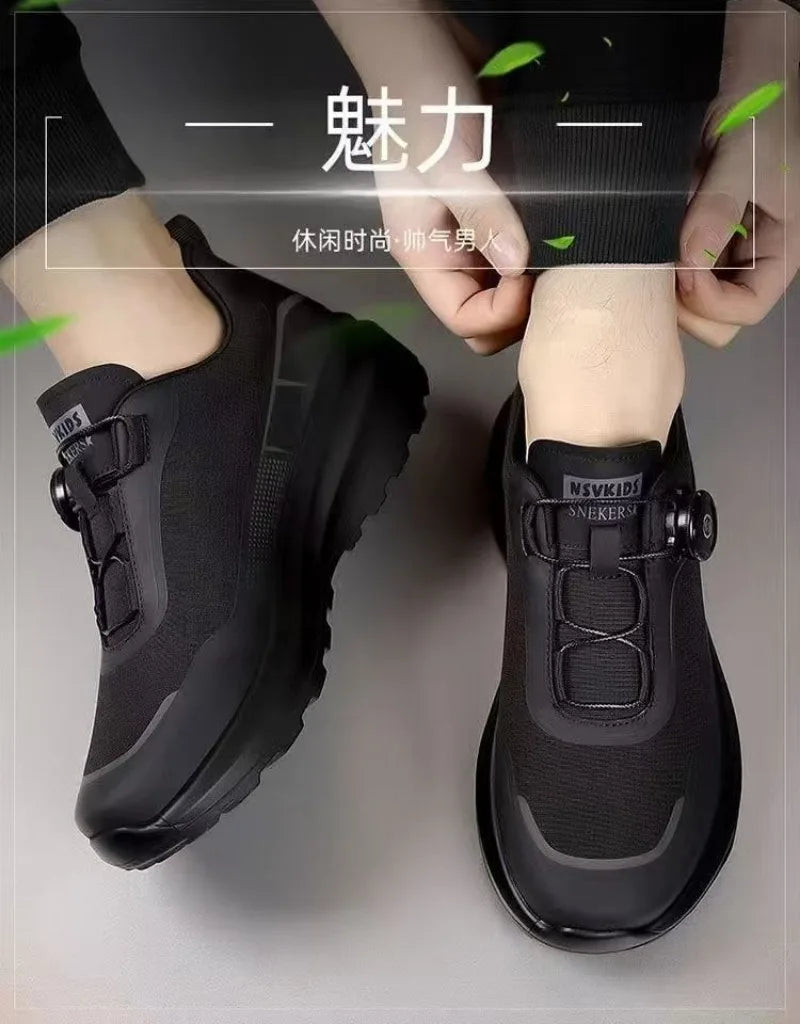 Original New Men Rotating-button Driving Sneakers Platform Casual Walking Shoes Outdoor Wear-resistant Running Sports Shoes Plus