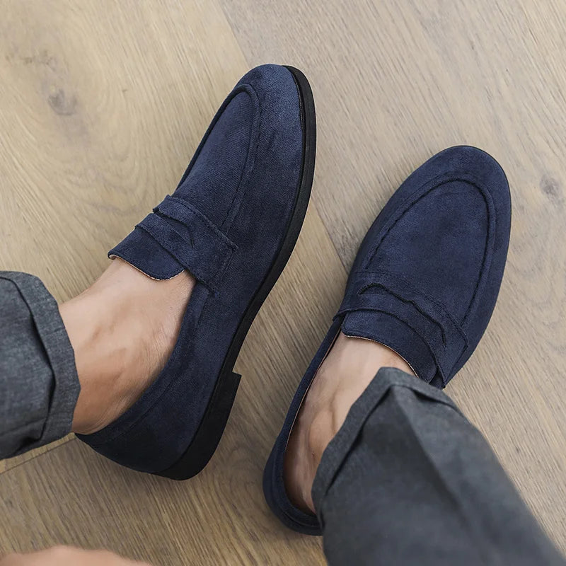 New Fashion Blue Men's Loafers Shoes Big Size 46 Suede Leather Shoes Men Slp-on Casual Shoes for Men Footwear mocassins hommes