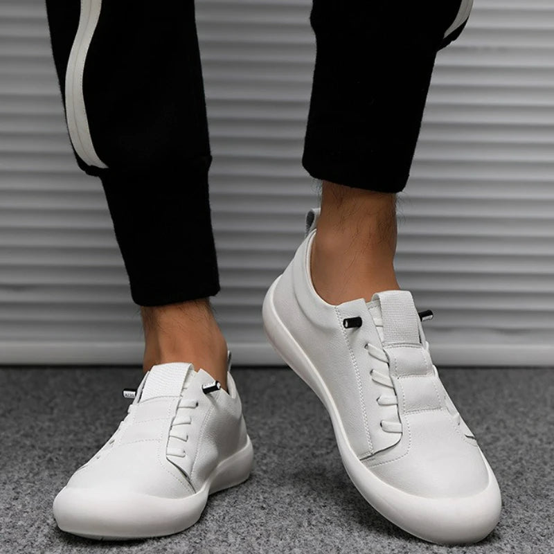 Men's Sneakers Leather White Shoes New Fashion Outdoor Running Shoes Male Casual Driving Shoe Flats Slip on Soft Sole Men Shoes