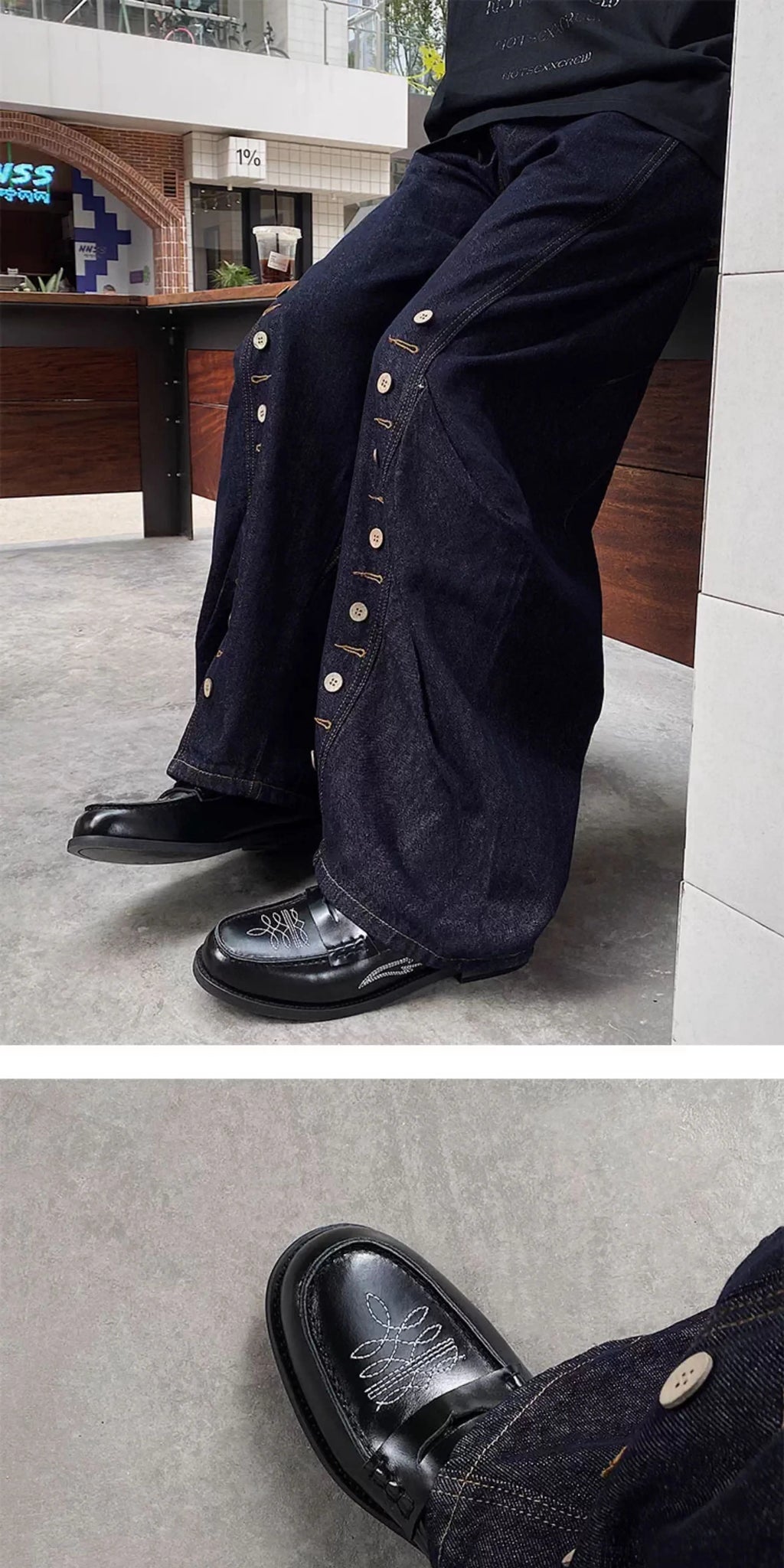 Loafers leather shoes for men Slip in Western style embroidery design for trendy dress shoes