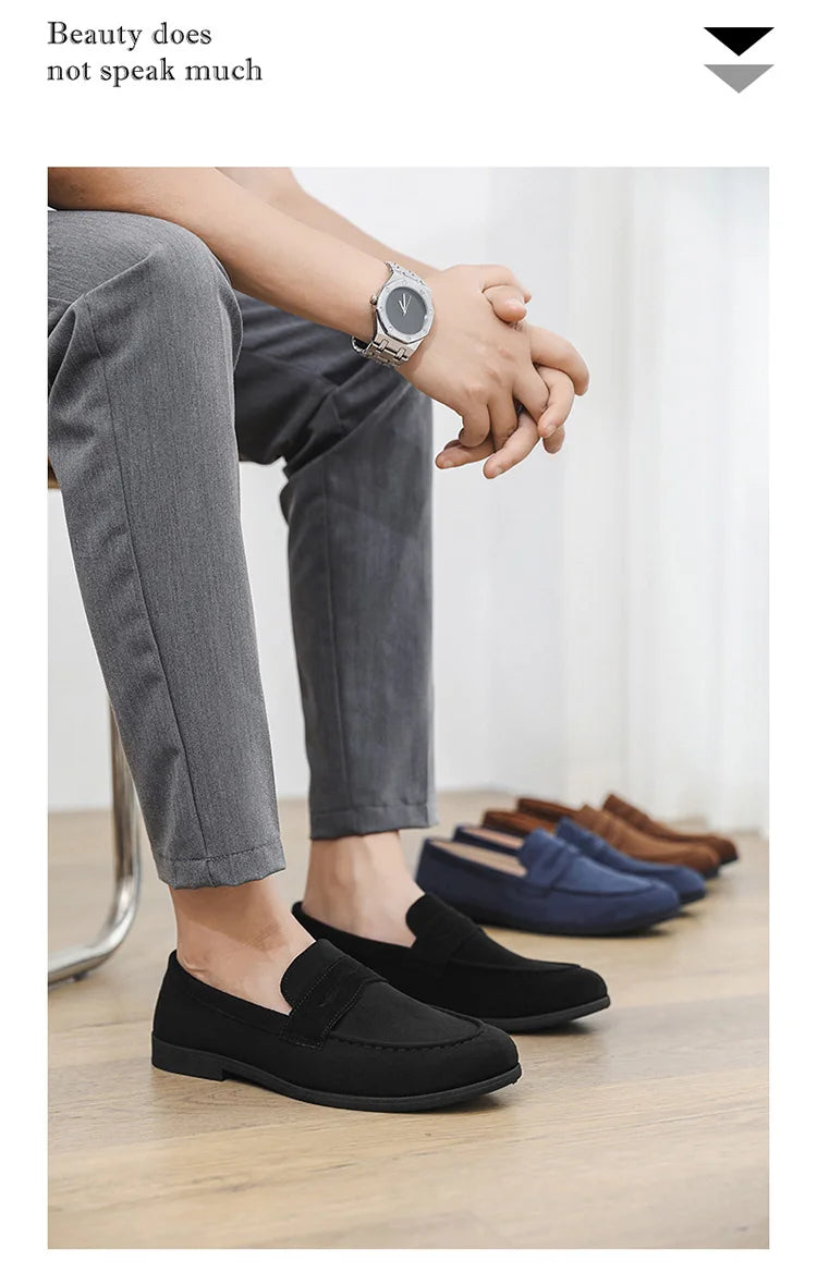 New Fashion Blue Men's Loafers Shoes Big Size 46 Suede Leather Shoes Men Slp-on Casual Shoes for Men Footwear mocassins hommes