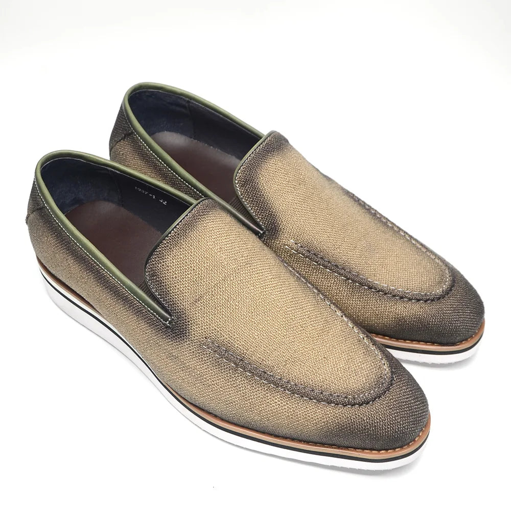 Designer Original Luxury Casual Slip-on Sneakers Daily Driving Loafers Shoes 4 Colors Leather Lined Denim Cloth Shoes  Men 2024