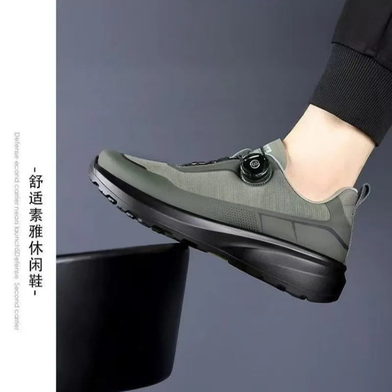 Original New Men Rotating-button Driving Sneakers Platform Casual Walking Shoes Outdoor Wear-resistant Running Sports Shoes Plus