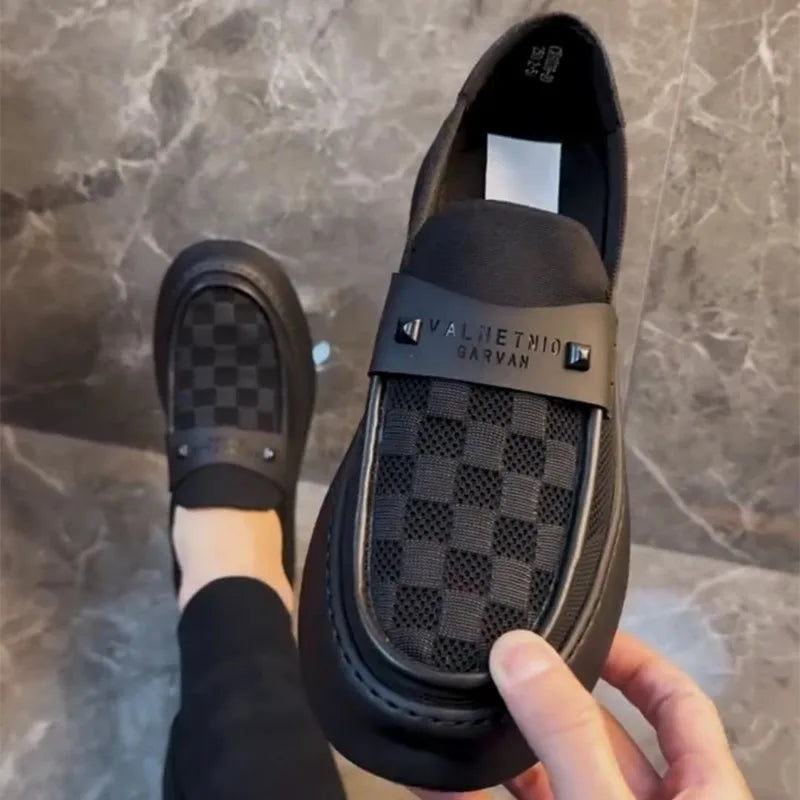 British Men Casual Lazy Shoes Business Slip On Bean Shoes Male Flat Shoes Platform Dress Man Leather Shoe Summer Autumn Loafers