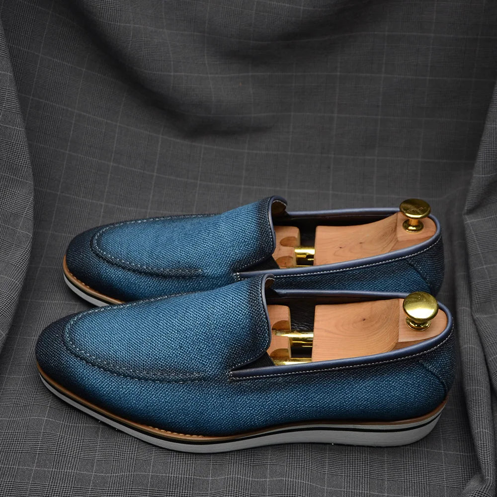 Designer Original Luxury Casual Slip-on Sneakers Daily Driving Loafers Shoes 4 Colors Leather Lined Denim Cloth Shoes  Men 2024