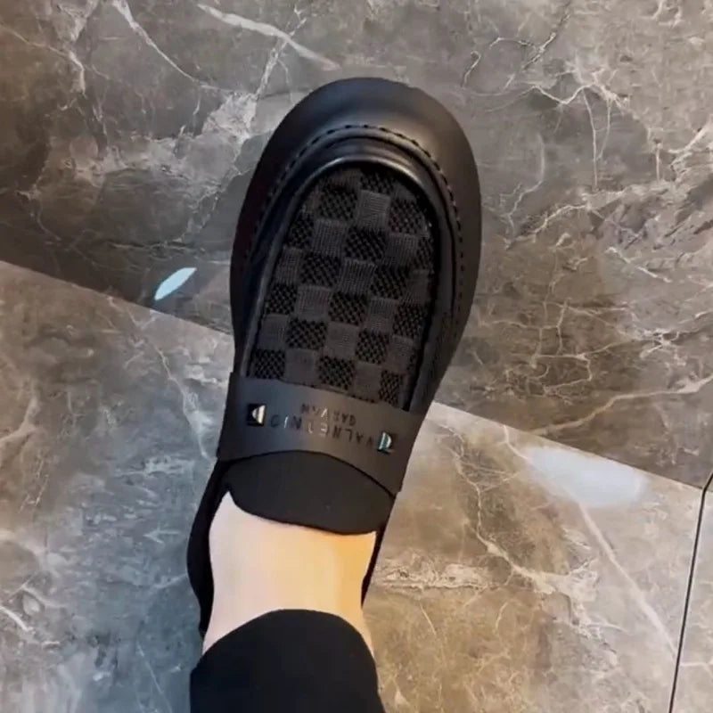 British Men Casual Lazy Shoes Business Slip On Bean Shoes Male Flat Shoes Platform Dress Man Leather Shoe Summer Autumn Loafers