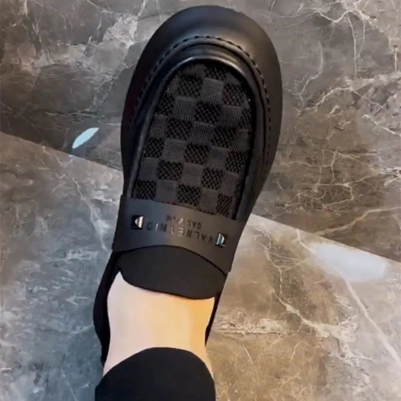 British Men Casual Lazy Shoes Business Slip On Bean Shoes Male Flat Shoes Platform Dress Man Leather Shoe Summer Autumn Loafers