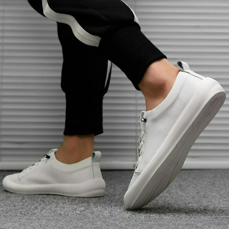 Men's Sneakers Leather White Shoes New Fashion Outdoor Running Shoes Male Casual Driving Shoe Flats Slip on Soft Sole Men Shoes
