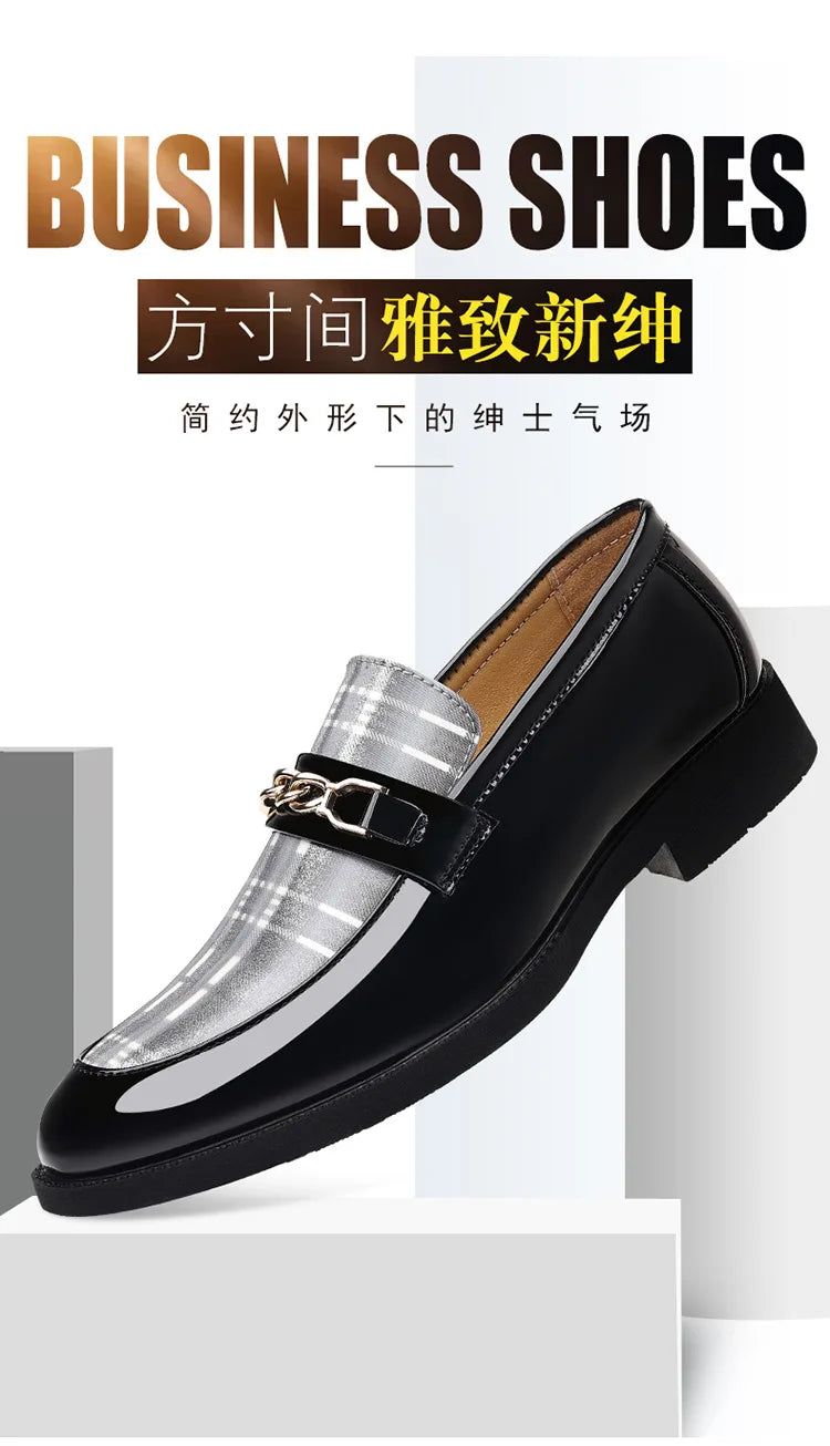 White Men's Dress Shoes Pointed Toe Oxfords Classic Business Men Leather Shoes Slip on Wedding Casual Shoes  Comfortable Loafers