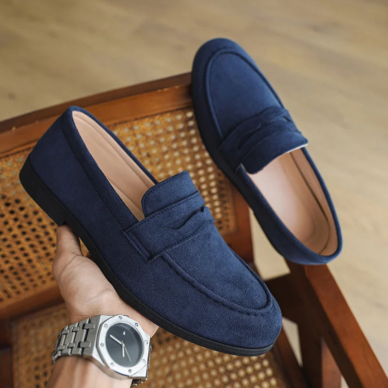 New Fashion Blue Men's Loafers Shoes Big Size 46 Suede Leather Shoes Men Slp-on Casual Shoes for Men Footwear mocassins hommes