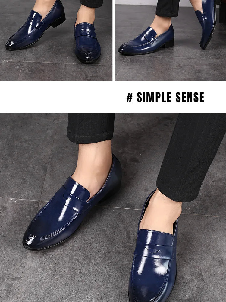Men's Shoes Loafers Dress Man British Casual Single Leather Small Square Toe Mens Genuine Shoe Formal Black Elegant Good Quality