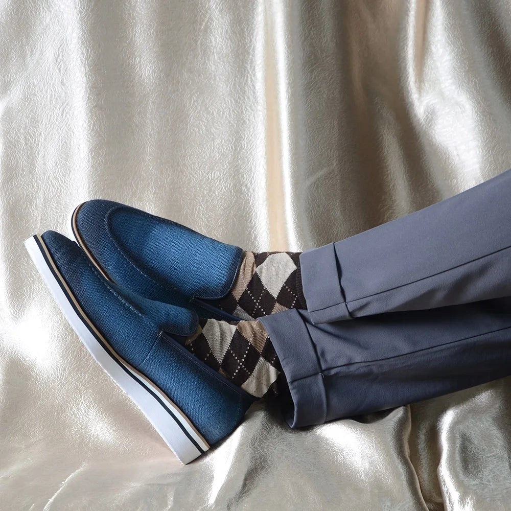 Designer Original Luxury Casual Slip-on Sneakers Daily Driving Loafers Shoes 4 Colors Leather Lined Denim Cloth Shoes  Men 2024