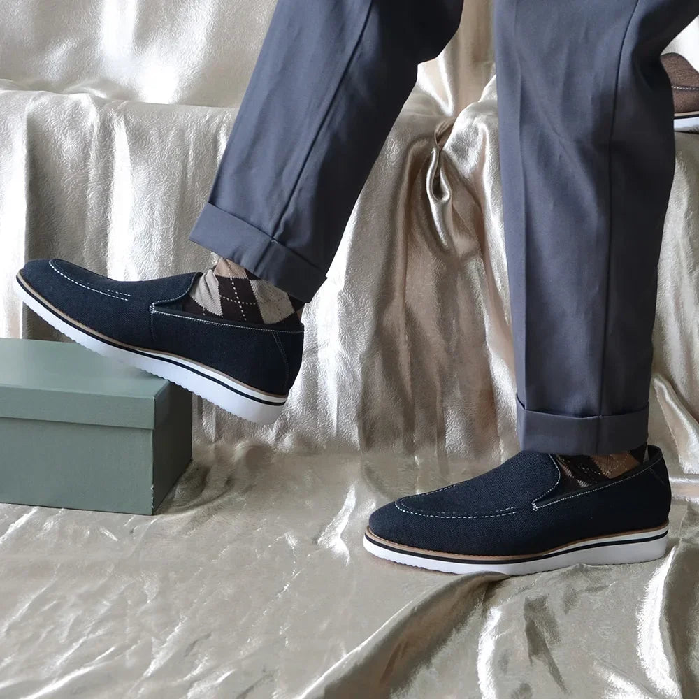 Designer Original Luxury Casual Slip-on Sneakers Daily Driving Loafers Shoes 4 Colors Leather Lined Denim Cloth Shoes  Men 2024