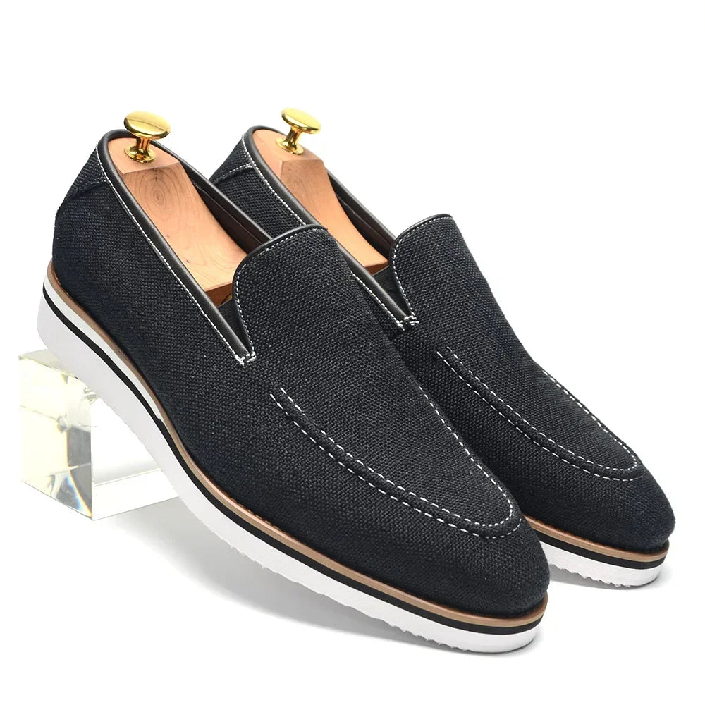 Designer Original Luxury Casual Slip-on Sneakers Daily Driving Loafers Shoes 4 Colors Leather Lined Denim Cloth Shoes  Men 2024
