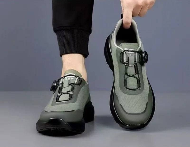 Original New Men Rotating-button Driving Sneakers Platform Casual Walking Shoes Outdoor Wear-resistant Running Sports Shoes Plus