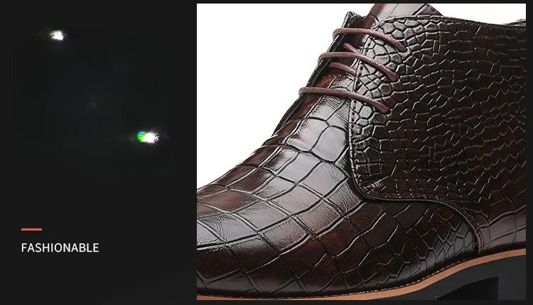 Fashion Men Boots Luxury Crocodile Pattern Men Ankle Boots Brand Designer Chelsea Boots High Quality Leather Men Motorcycle Boot