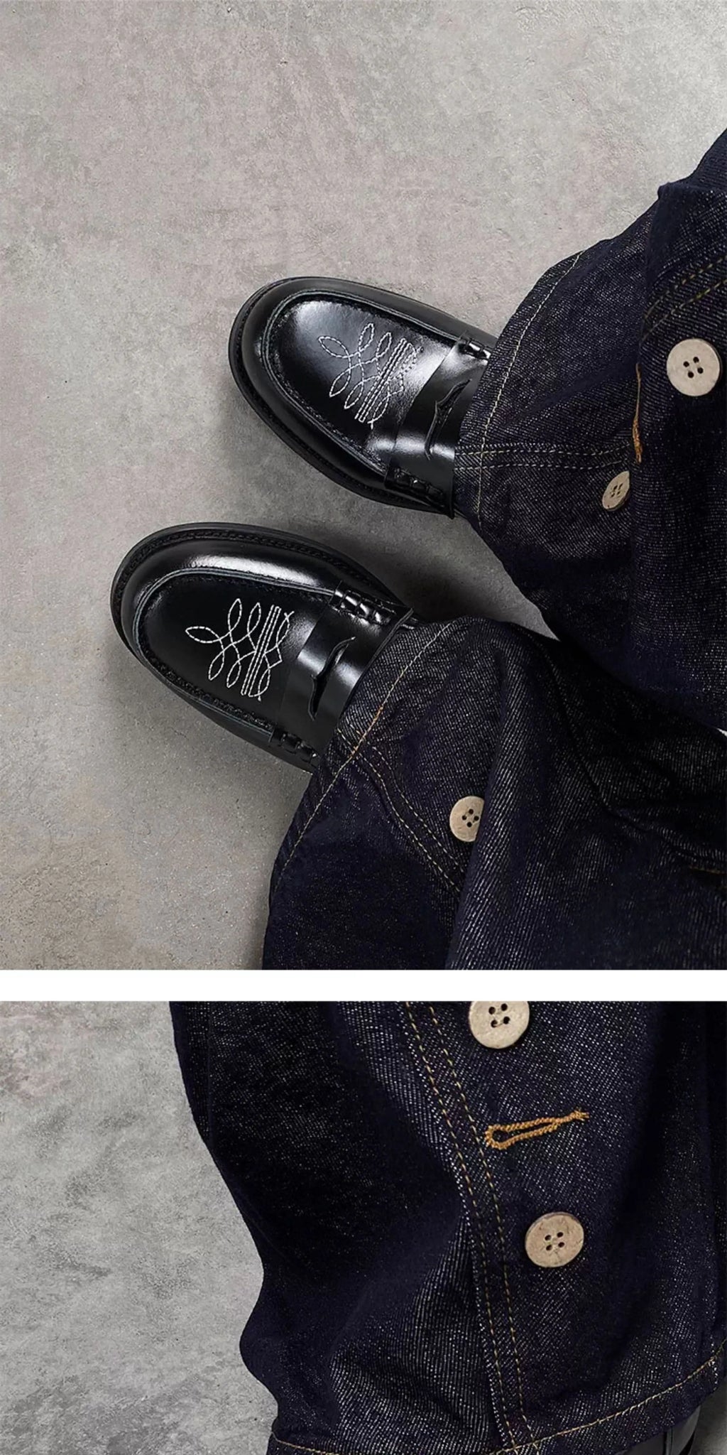 Loafers leather shoes for men Slip in Western style embroidery design for trendy dress shoes