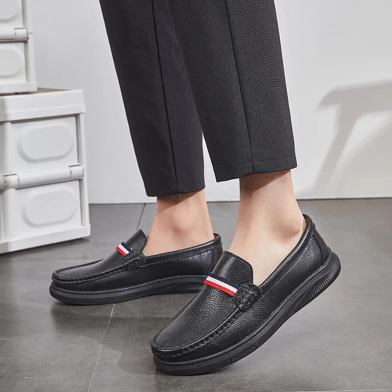 YRZL Loafers for Men Leather Loafers Mens Casual Shoes Soft Slip On Moccasins Comfortable Lightweight Non Slip Formal Loafers
