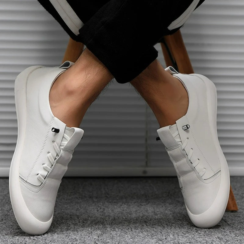 Men's Sneakers Leather White Shoes New Fashion Outdoor Running Shoes Male Casual Driving Shoe Flats Slip on Soft Sole Men Shoes