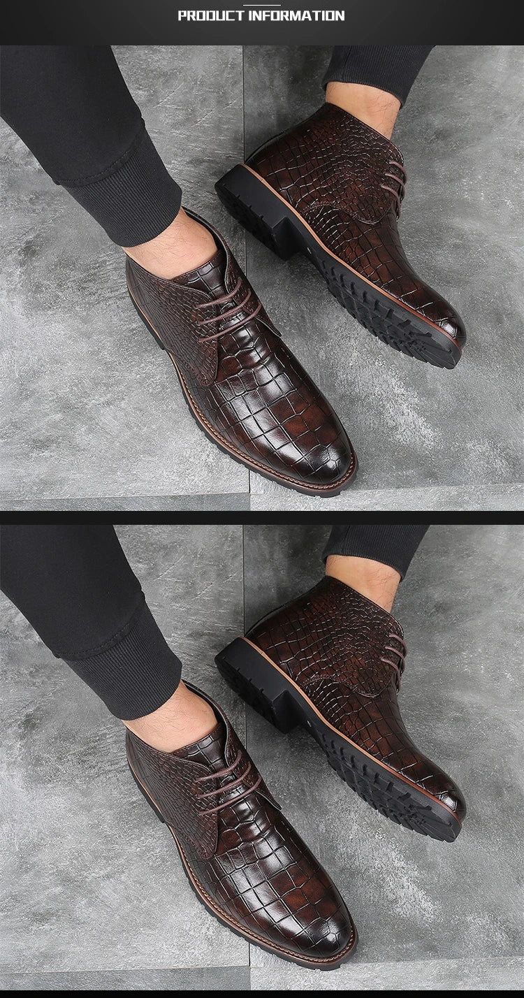 Fashion Men Boots Luxury Crocodile Pattern Men Ankle Boots Brand Designer Chelsea Boots High Quality Leather Men Motorcycle Boot